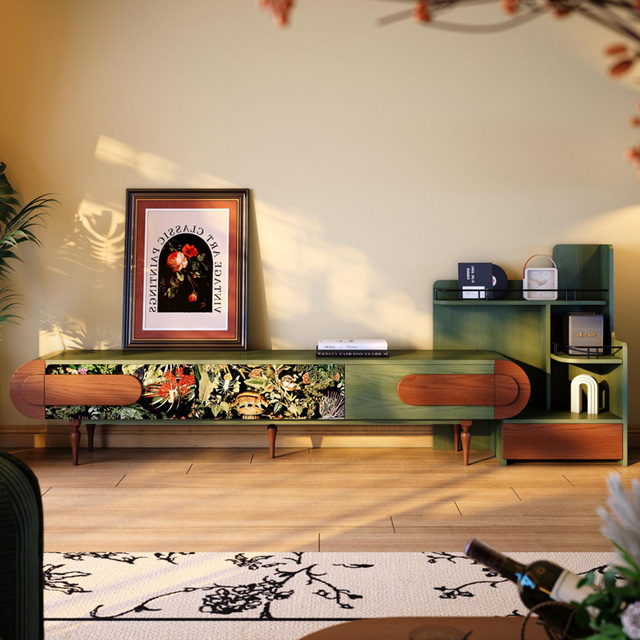 Midcentury Modern Solid Wood Floor Cabinet Living Room Bedroom Apartment TV Stand Durable Eco-Friendly Storage Design Painted