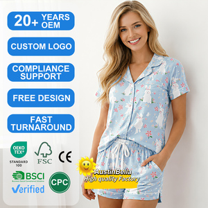 High Quality Customized Bamboo Fiber women's Sleepwear Set, Summer Sleepwear 2-piece Set, Short Sleeved Sleepwear Casual Set