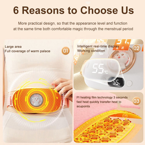 แผ่นประคบร้อนบรรเทาปวดประจำเดือน พร้อมหน้าจอดิจิตอล ให้ความร้อนเร็ว สำหรับอาการปวดประจำเดือน - Product Image 3