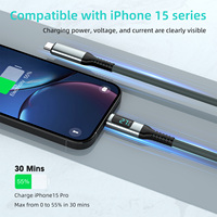 Cable Justlink USB4 Tipo C a C, 40 Gbps, 240 W PD, 8K 60 Hz, Pantalla LCD Digital, Carga Rápida, Cable de Nailon Trenzado para iPhone y Laptop