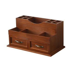 Retro Wooden <b>Makeup</b> Organizer With Drawers 12-Compartment Cosmetic <b>Storage</b> <b>Box</b> For Desk Home Use - Product Image 4