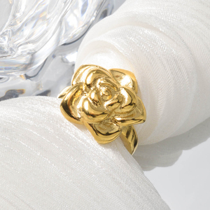 Anillos o alianzas de boda de acero inoxidable chapados en oro de 18 quilates de moda para mujer - Product Image 4