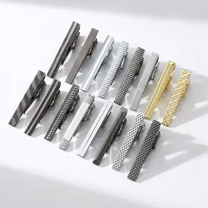 Men Gift Metal Tie Clasp Clamps Blue Tie Bar Clip Tie Pin for Adults