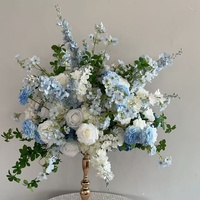 A-2057 Centres de table floraux artificiels en soie bleue, boules de fleurs, chemins de table pour allée centrale, arrangements pour décoration de mariage