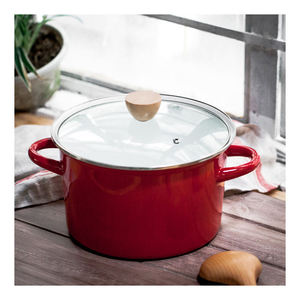 Panela de Metal Esmaltada Vermelha Daile Melhor Preço 24cm 4L Compatível com Gás e Indução Panela Ecológica para Cozinha - Product Image 6