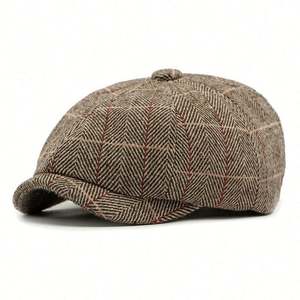Béret Octogonal Vintage à Carreaux pour Femme et Homme – Casquette Gavroche Hiver – Chapeau de Peintre - Product Image 3