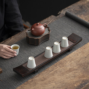 Rectangular Solid Wood Cup Holder Storage Rack Multi Functional Tea Ceremony Accessory Home Use Zen Inspired Dry Brewing Tray - Product Image 4