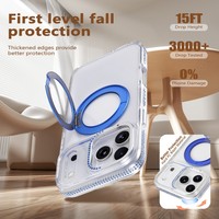 Support rotatif incrusté de diamants, coque de téléphone anti-jaunissement en TPU acrylique premium pour iPhone 17 16 15 14 13 12 11