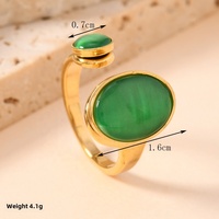 Bague élégante en turquoise croisée avec pierres précieuses ovales Bijoux en acier inoxydable à la mode avec placage à l'or