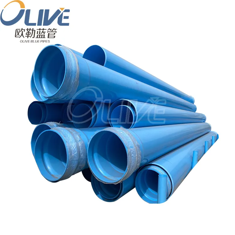 Su plastik boru sert 400 80 mm 16 inç mavi renk bahçe PVC boru fiyatları upvc kanalizasyon borusu standart olarak