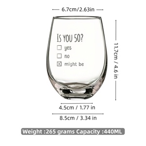 Verre à vin sans pied amusant de 440 ml, imprimé sur mesure, cadeau d'<span class=keywords><strong>anniversaire</strong></span> 40e, 50e, 60e, tasse à boire originale personnalisée pour hommes et femmes - Product Image 3