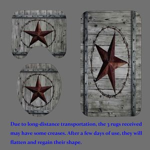 4pcs Western Style Barn Star Accessoires de salle de bain Set Grey Country Rustic Farmhouse avec finition de surface brossée pour porte de garage - Product Image 5