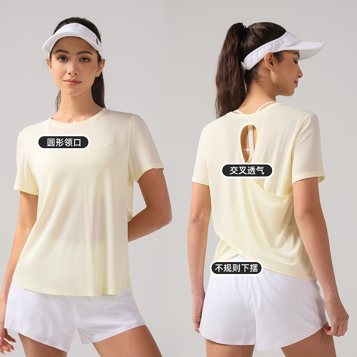 Women's Gym Exercise Athletic Short Sleeve Activewear Workout Hollow Back Yoga Top Short Sleeve Thin Breathable Sports T-shirt