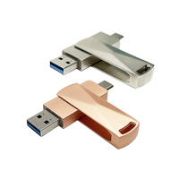 Memoria USB Giratoria Personalizada con Precio de Fábrica, USB 2.0 3.0 de 16GB 64GB Tipo-C, Unidad Flash Externa Móvil de 32GB Tipo-C 128GB