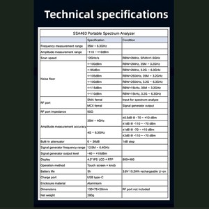 Analyseur portable SSA463 35 MHz-6,3 GHz haute performance avec RBW commutable et écran d'affichage - Product Image 5