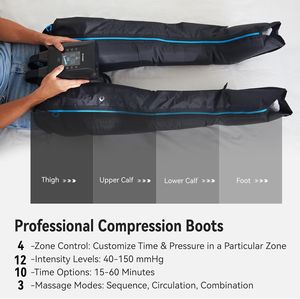 Sistema de Recuperación de Piernas por Compresión de Aire, Inalámbrico, Masaje Secuencial, Control de Tiempo, Alta Calidad para Alivio Muscular y Circulación - Product Image 4
