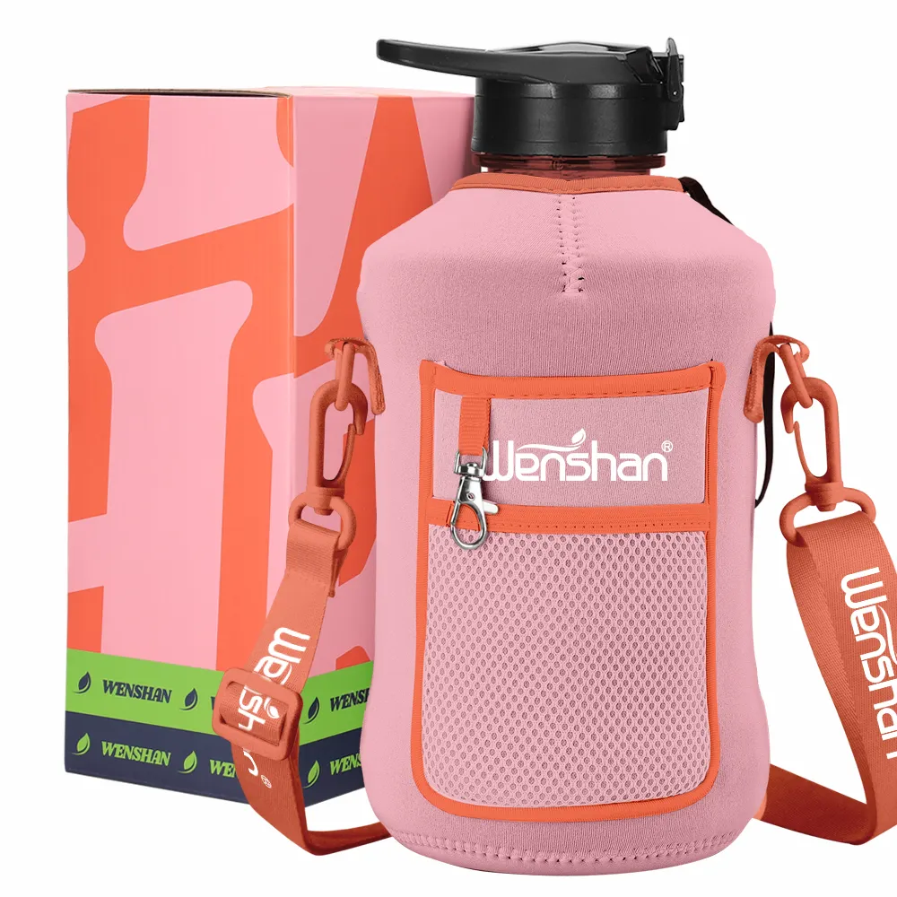 Gym Jug Motivational /2.2l /one Gallon/half gallon water bott with Sleeve Bpa Free Custom Logo Plastic Travel Opp Bag