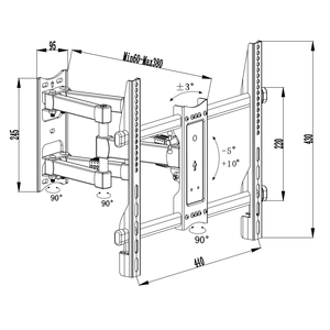 WMX005-1 economy six arm Heavy-duty full-motion <span class=keywords><strong>tv</strong></span> montaggio a parete supporto <span class=keywords><strong>tv</strong></span> led staffe video lcd supporto da parete <span class=keywords><strong>tv</strong></span> <span class=keywords><strong>per</strong></span> VESA 400x400mm - Product Image 2