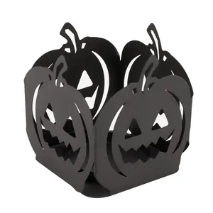 Halloween decorazioni per la casa In Metallo Nero Zucca Luminary lanterna Supporto di Candela Tealight