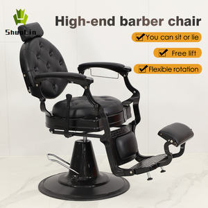 Chaise de coiffure traditionnelle robuste rouge, mobilier de salon de beauté antique, <span class=keywords><strong>cuir</strong></span> synthétique, pour salons de coiffure et stylistes - Product Image 1