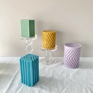 J1070硅胶模具，用于独特的圆柱形香味蜡烛石膏装饰品和各种形状的手工肥皂模具