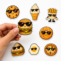 Autocollants personnalisés pour la restauration rapide, autocollants imperméables, autocollants mignons en vinyle découpés à la forme de hamburgers, frites, desserts, autocollants avec logo pour l'emballage