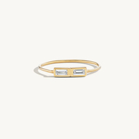 Mlluki Simple Wholesale Custom 925 Sterling Silver Jewelry Stacked Double Baguette Zircon Fine Thin Rings