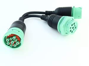 J2015-tipe <span class=keywords><strong>2</strong></span> tahan air Y kabel Overmolded 1 laki-laki <span class=keywords><strong>2</strong></span> perempuan 9-Pin konektor Tembaga konduktor karet isolasi untuk otomotif - Product Image 4