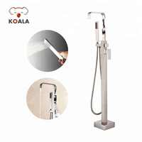 Ensemble complet de robinetterie thermostatique apparente Koala Gold Chrome pour baignoire à pattes, avec douchette pluie, en laiton moderne à poignée unique