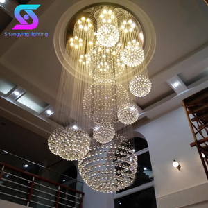 Sang trọng hạt mưa pha lê bóng đèn chùm tùy chỉnh cho khách sạn cầu thang phòng khách sảnh có thể điều chỉnh chiều cao đá đèn trần - Product Image 1