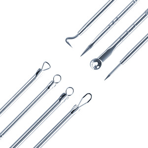 Extracteur de points noirs professionnel en acier inoxydable argenté rose, extracteur de comédons, <span class=keywords><strong>pince</strong></span> à acné, ensemble de 4 pièces pour le nez et le visage - Product Image 2