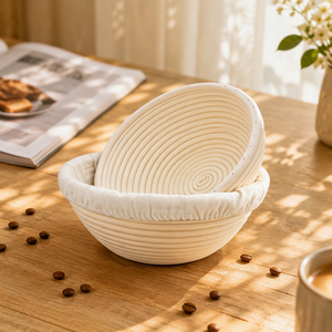 Panier de levage pour pain au levain Superbaking, 9 pouces, lot de 2, en jonc de mer réutilisable, <span class=keywords><strong>sans</strong></span> éclats, avec revêtement antiadhésif pour la cuisson - Product Image 2