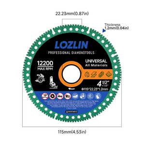 LOZLIN 4,5 İnç Elmas Kesme Diskleri, Açılı Taşlama Makinesi için, Hassas Kesim ve <span class=keywords><strong>Metal</strong></span>, İnşaat Demiri, Porselen Fayanslar için Çok Yönlü Kullanım - Product Image 2