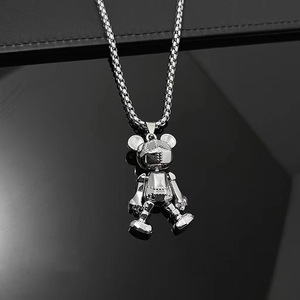 Ins Niche Hip Hop oso conejo astronauta <span class=keywords><strong>Robot</strong></span> <span class=keywords><strong>Perfume</strong></span> monopatín colgante impermeable Acero inoxidable hombres y mujeres collares - Product Image 6