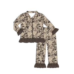 Pyjama personnalisé pour filles automne-hiver, imprimé camouflage chasse, haut boutonné à manches longues et pantalon, vêtements de détente pour enfants - Product Image 3