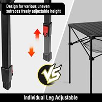 Table élévatrice pliante carrée et légère en aluminium réglable personnalisée pour l'extérieur, plage, pique-nique, barbecue, camping, avec sac de transport