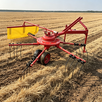 Râteau rotatif tracté pour tracteur agricole, haute productivité, entraînement par prise de force, équipement agricole à trois montages pour fourrage