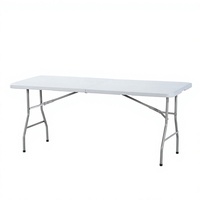 Table pliante rectangulaire en plastique HDPE de 6 pieds, économique, pliable en deux, portable, pour événements en extérieur