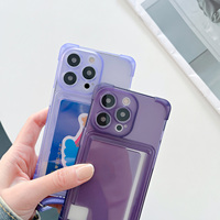 Coque de téléphone TPU pour iphone15 avec lanière de téléphone portable conception de coque de téléphone transparente pour iphone 7/8/XR/13/14/15 avec fente pour carte