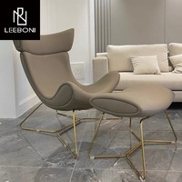 Vente en gros de chaise longue inclinable moderne pour hôtel chaise longue de salon en cuir brun avec pouf