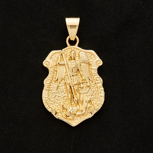 Pendentif Dragon-Slaying Saint-Michel et Saint-<span class=keywords><strong>Georges</strong></span> Vintage en Acier Inoxydable 316 Plaqué Or 18 carats PVD Style Hip Hop – Meilleure Vente - Product Image 4