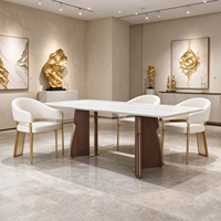 Nouvelle conception de table à manger complète, style glamour pour l'intérieur, 4, 6, 8, 12 places, mobilier d'hôtel italien, ensemble de salle à manger en marbre composite