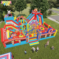 JOYFUL FUN Parc d'attractions gonflable à thème cirque et carnaval, pour intérieur et extérieur