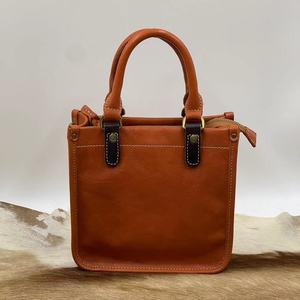 2026 Custom Top Grain Leather <b>Vintage</b> Satchel Shoulder Bags Pure Leather Tote Bag Solid Color Cross Bags Handmade <b>Handbag</b> - Product Image 3
