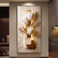 Décoration murale moderne pour la maison, art floral de luxe haut de gamme, feuille de Ginkgo, entrée, peinture décorative en porcelaine de cristal haut de gamme