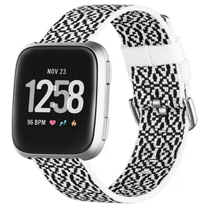 Para Fitbit Versa 1 2 Lite smartwatch conector clássico Nylon tecido pulseira esportiva pulseira de relógio multicolorido