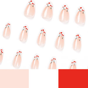 <span class=keywords><strong>Uñas</strong></span> Postizas Acrílicas de Cobertura Completa con Diseño Francés, Color Blanco con Borde, Forma de Almendra, con Pegamento para <span class=keywords><strong>Uñas</strong></span> Postizas Removibles, Venta al por Mayor - Product Image 4