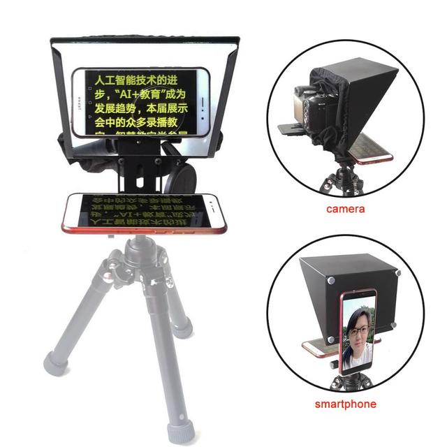 Portable Prompter Smartphone Teleprompter for News Live Interview Speech for DSLR Cameras Mobile Phone with Remote Control