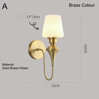 Applique murale américaine de luxe en laiton massif, style rétro français, applique murale européenne minimaliste à LED pour chambre