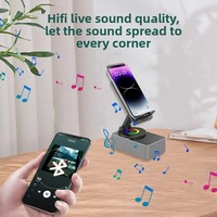 Support de charge sans fil 4 en 1, haut-parleur 5W, support pour téléphone et tablette, rotation à 360°, station d'accueil de bureau, commande vocale
